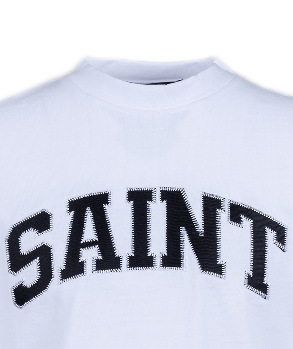 Saint Heavyweight Black Baseball Patch White Tee