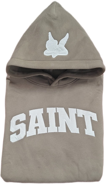 Saint Heavyweight Brushed White Patch Taupe Hoodie