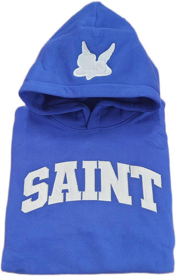 Saint Heavyweight Brushed White Patch Royal Blue Hoodie