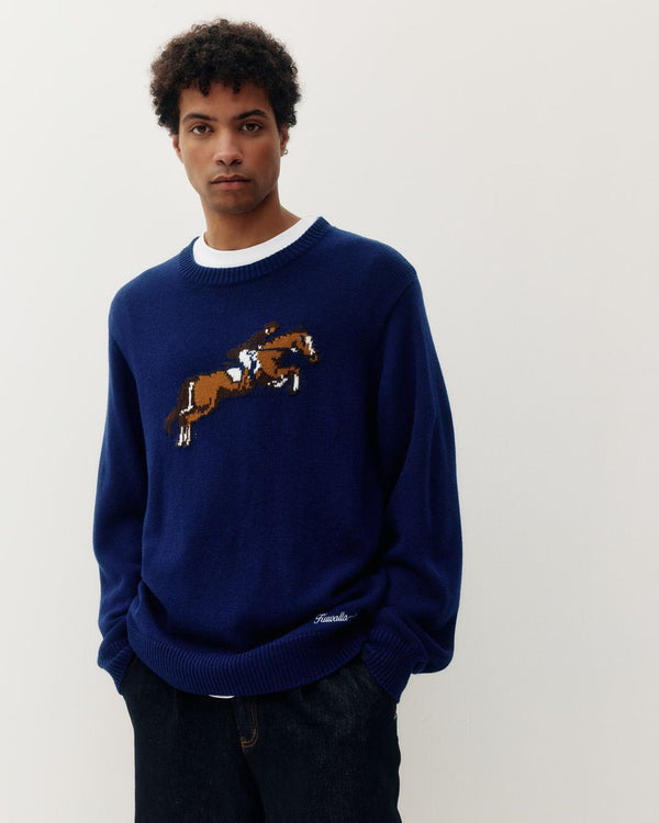 Kuwalla Tee Equestrian Knit Crew Bouclé Navy