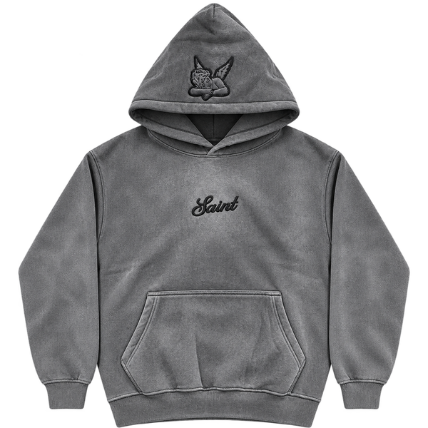 Saint Heavyweight Brushed Hoodie Silver Smoke