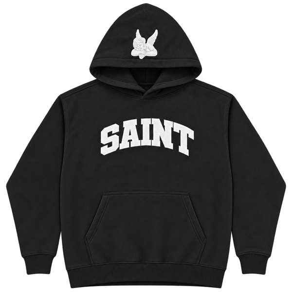 Saint Heavyweight Brushed Hoodie Black Halo