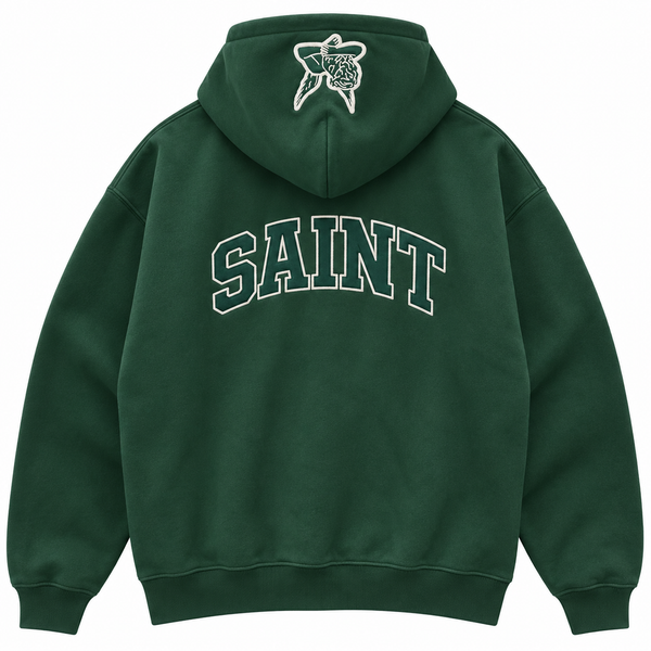 Saint Varsity Heavyweight Brushed Zip-Up Evergreen