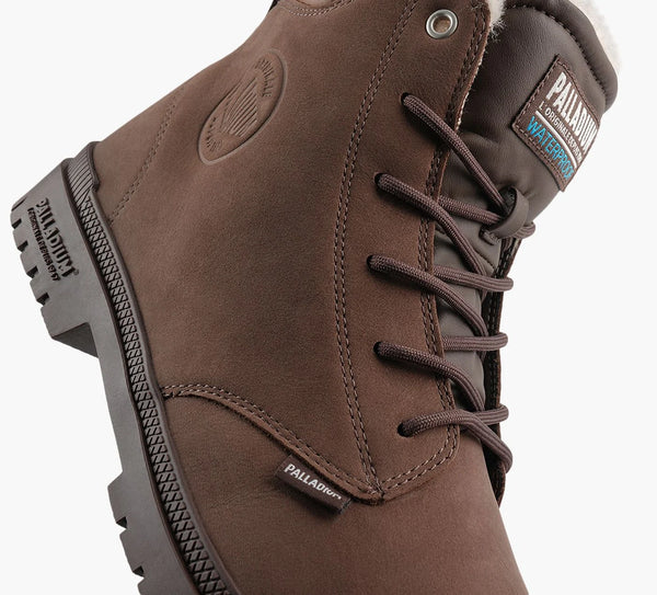 Palladium Unisex SP20 Cuff Leather Waterproof Warm Lined Boot Dark Cocoa