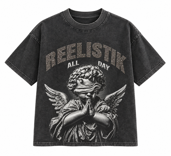 Reelistik Guardian Angel Graphic TeeWashed Black