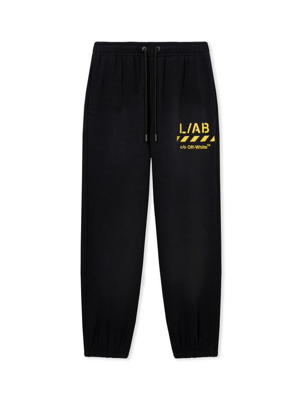 L/AB Off White Diagonal Washed Joggers Black