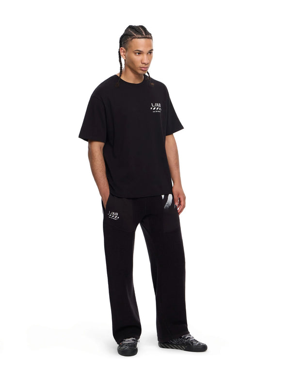 L/AB Off White Reverse Open Hem Sweatpants Black