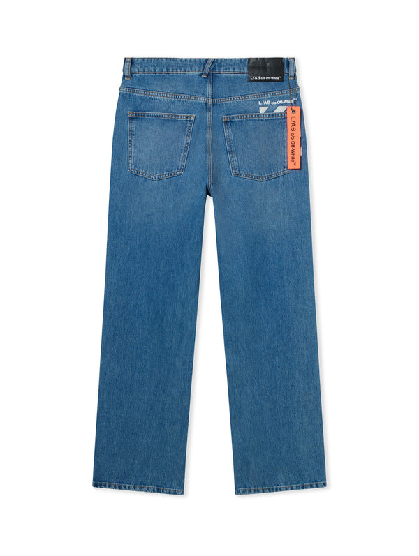 L/AB Off White Straight Fit Piped Denim Steel Indigo