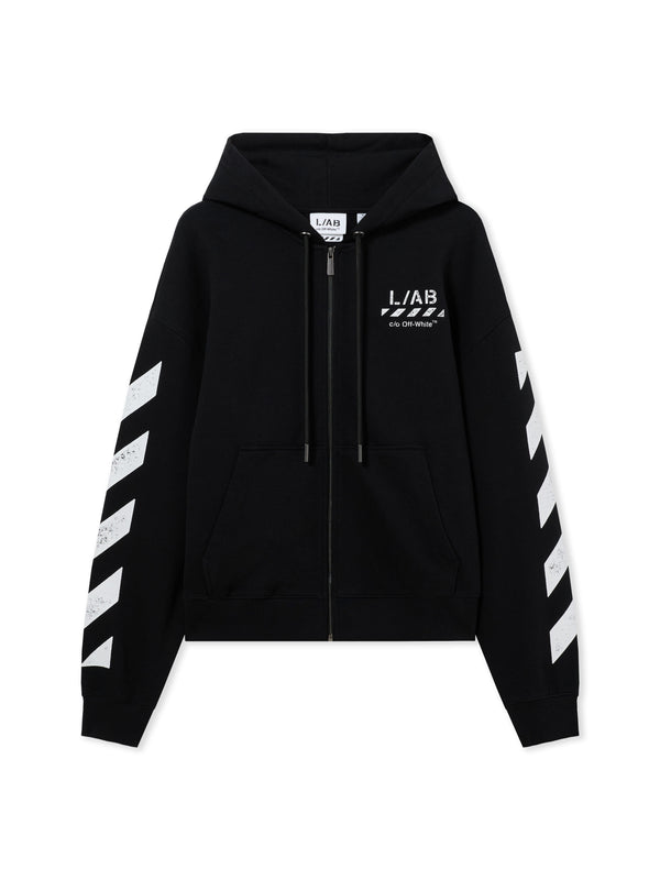 Off White L/AB Core Diagonal Zip Hoodie