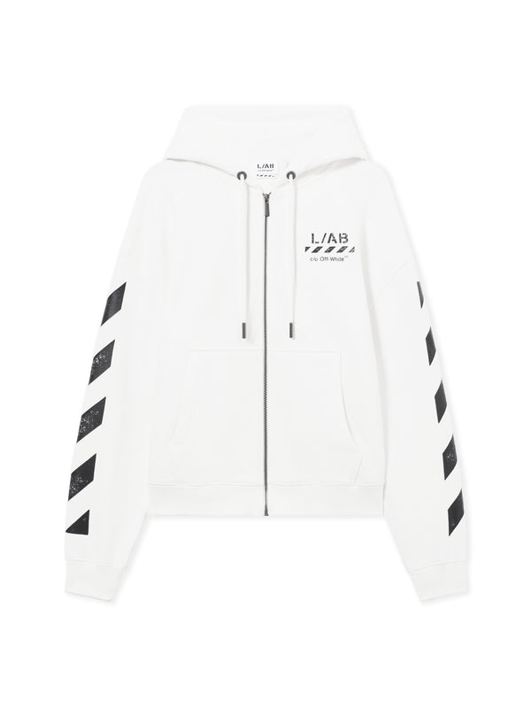 Off White L/AB Core Diagonal Zip Hoodie