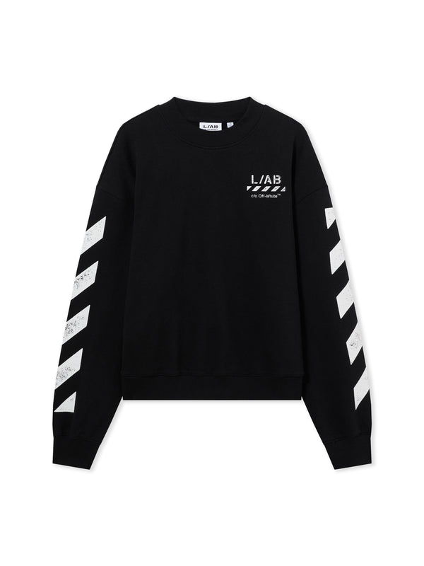 Off White L/AB Diagonal Crew Neck Sweatshirt