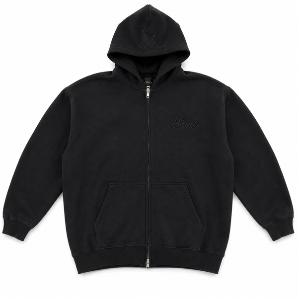Saint Heavyweight Brushed Zip-Up Midnight