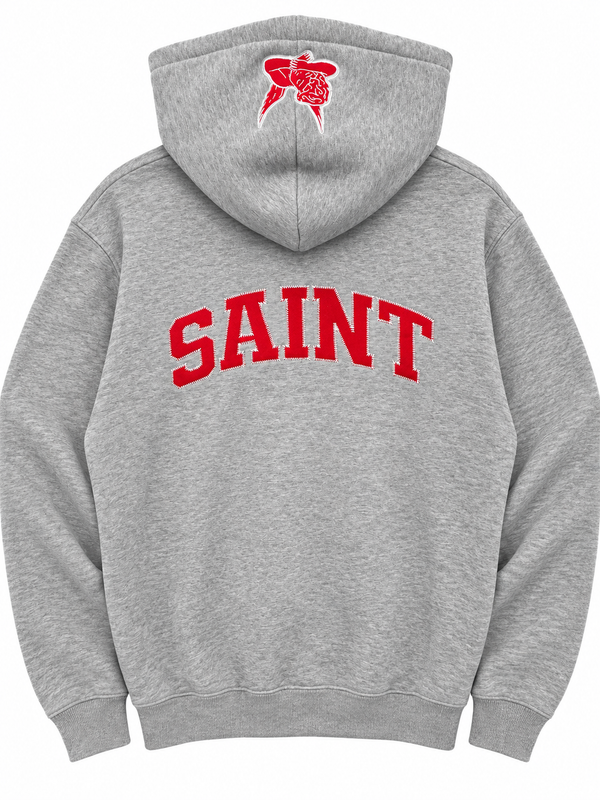 Saint Heavyweight Brushed Zip-Up Varsity Ash