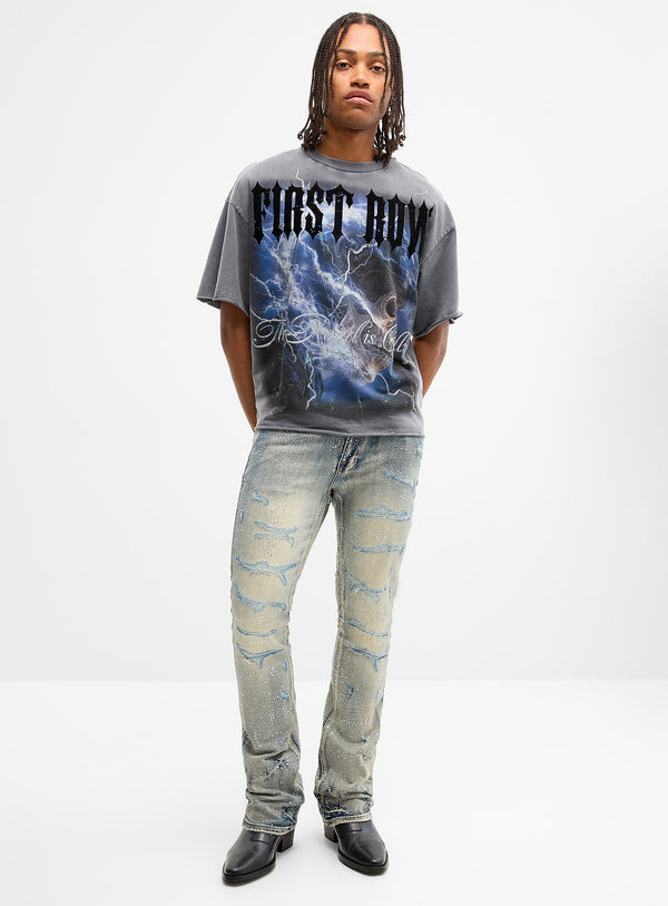 First Row Denim FR Washed S Jersey Tee W/STUD
