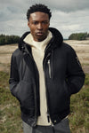 August-Z Bomber Jacket Shearling-Trimmed Hood Black