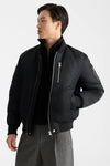 August-Z Bomber Jacket Shearling-Trimmed Hood Black