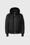 August-Z Bomber Jacket Shearling-Trimmed Hood Black