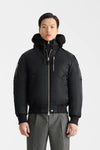 August-Z Bomber Jacket Shearling-Trimmed Hood Black