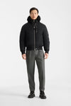 August-Z Bomber Jacket Shearling-Trimmed Hood Black