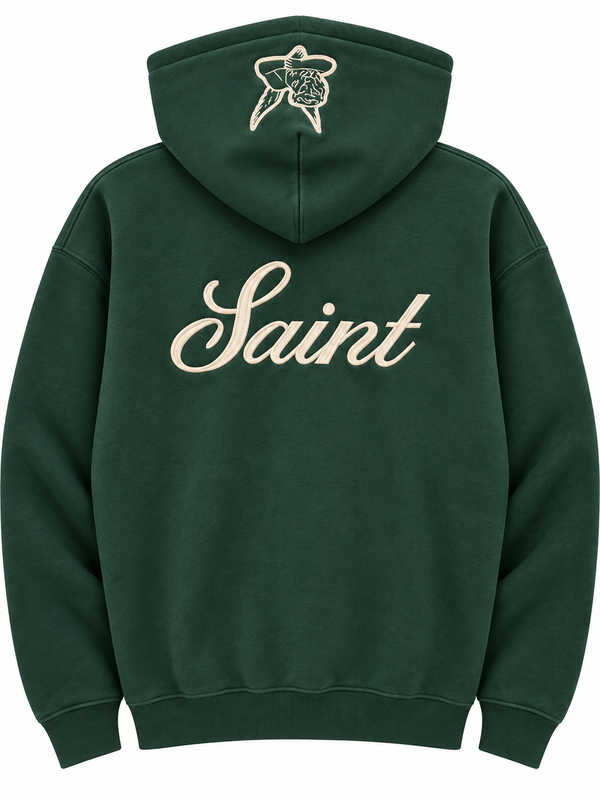 Saint Heavyweight Brushed Zip-Up Evergreen
