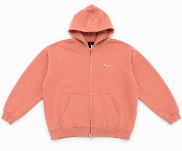 Saint Heavyweight Brushed Zip-Up Salmon