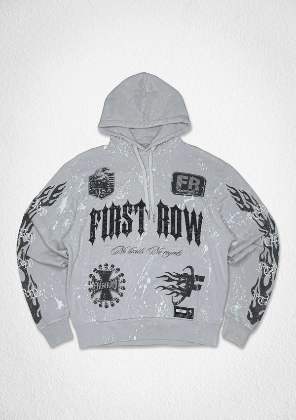First Row Denim No Limits No Regrets Hoodie Light Grey