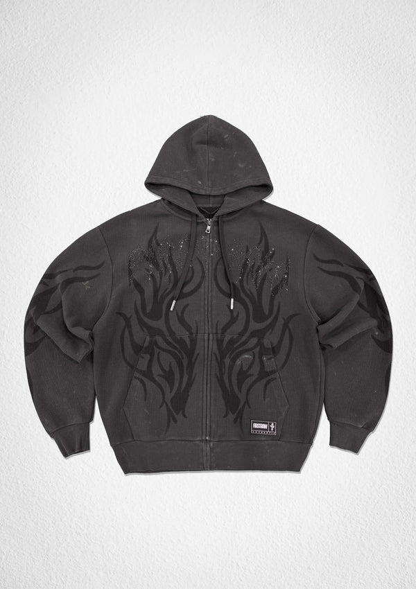 First Row Denim Shadow Worship Black Flame Hoodie Brown