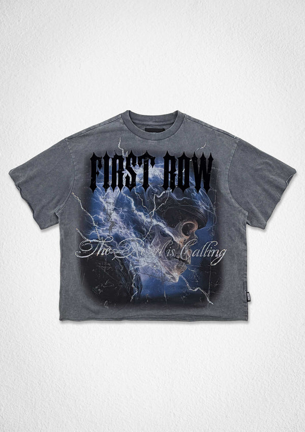First Row Denim Steel Angels Ash Parish Crop Tee Dark Grey