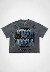 First Row Denim Steel Angels Ash Parish Crop Tee Dark Grey