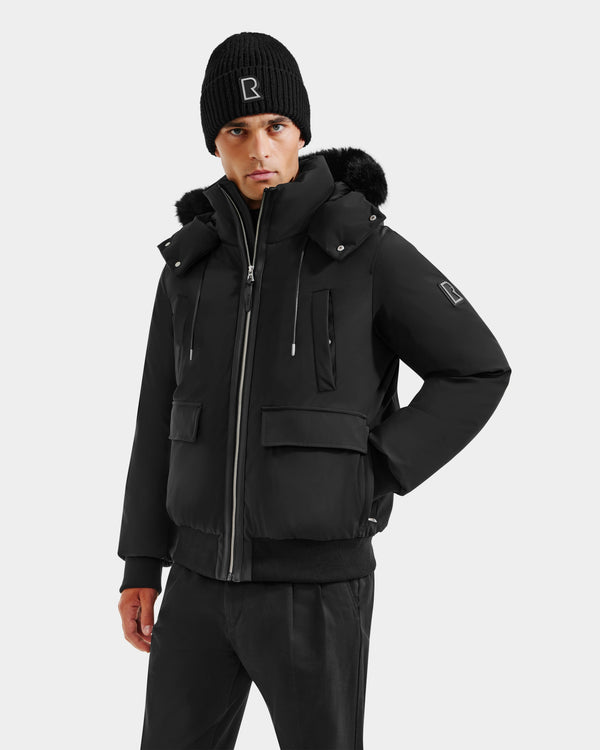 Rudsak Jerome Down Bomber Removable Faux Fur Black