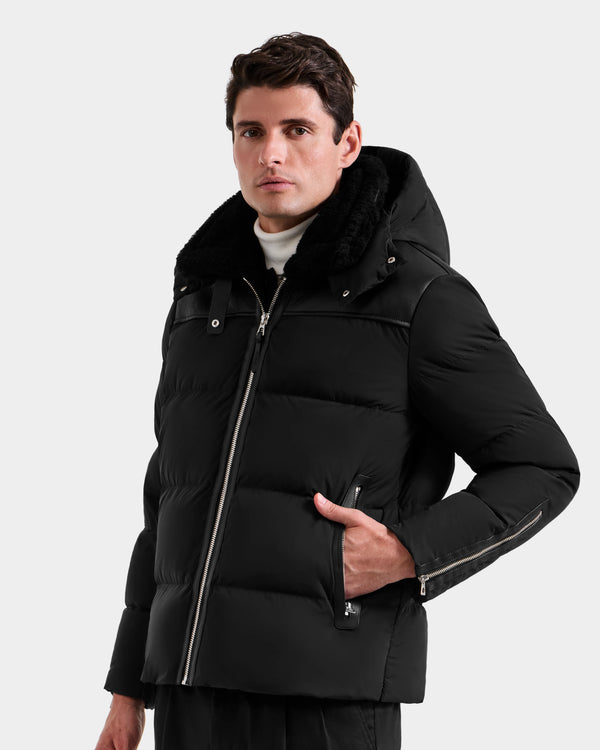 Rudsak Simon Shearling Down Combo Puffer Black