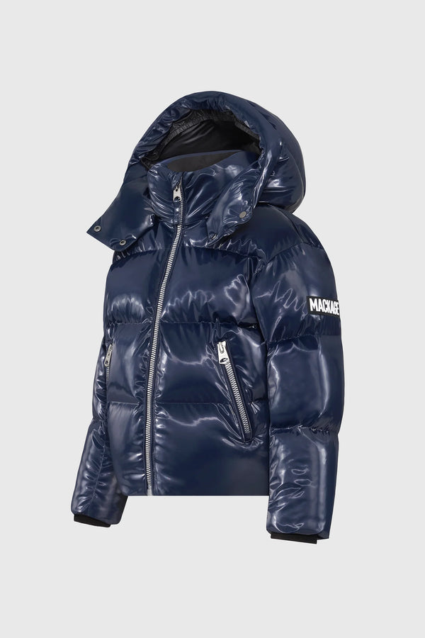 Jesse-GLO Glossy Parka For Kids Marine Blue