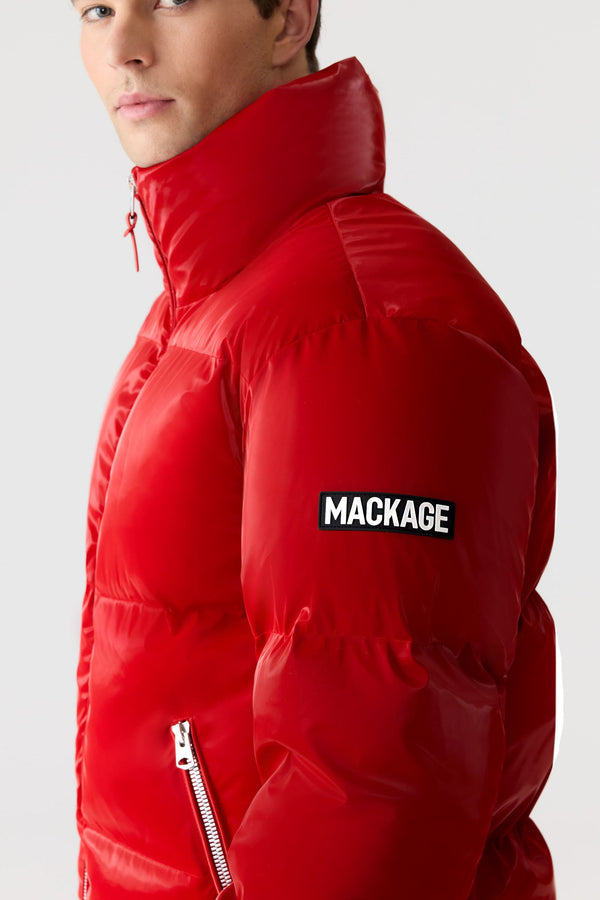 Kent-GLO High Gloss Hooded Down Jacket Dark Red