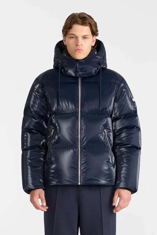 Kent-GLO High Gloss Hooded Down Jacket Navy