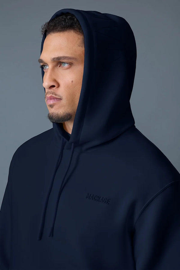Kolton Double-Face Jersey Logo Hoodie Navy