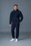 Kolton Double-Face Jersey Logo Hoodie Navy