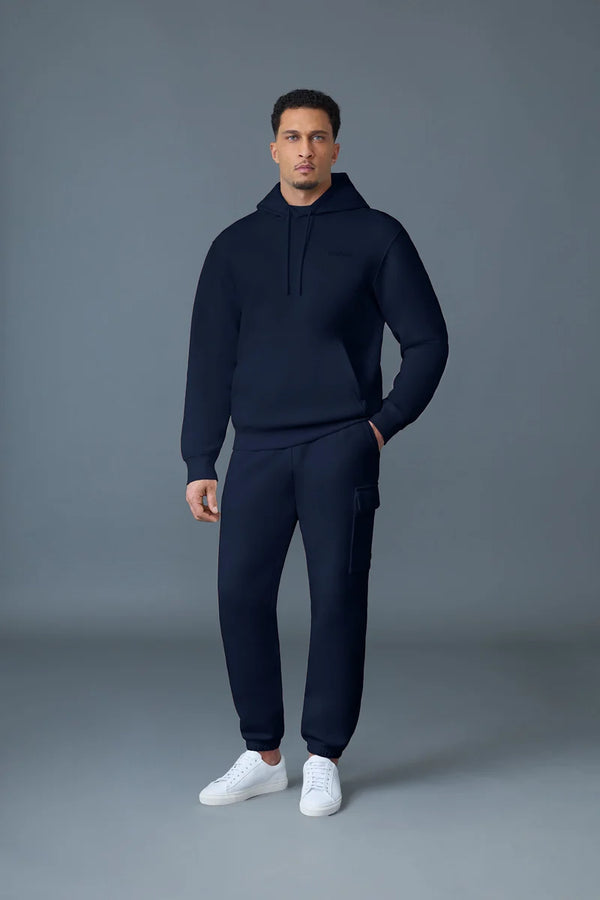 Kolton Double-Face Jersey Logo Hoodie Navy