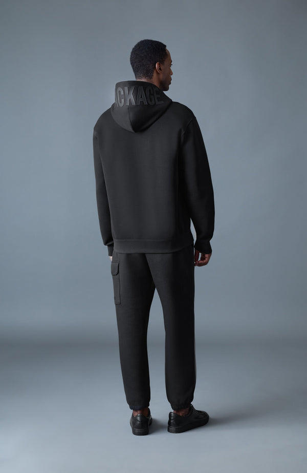 Kolton Double-Face Jersey Logo Hoodie Black