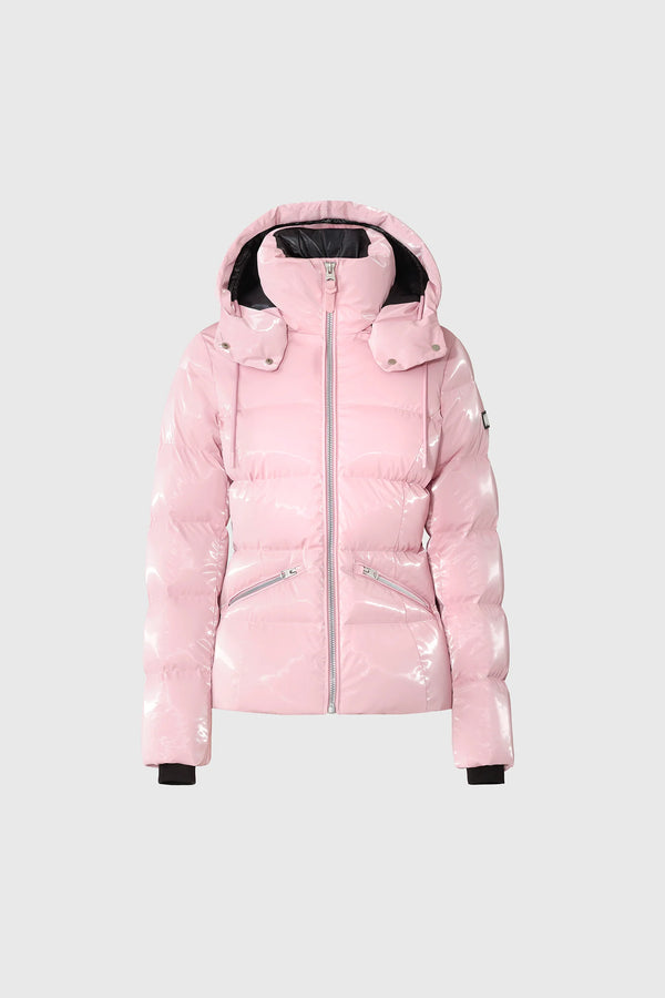 Madalyn-GLO High Gloss Down Jacket Removable Hood Soft Pink