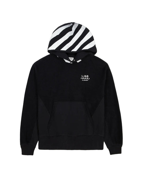 L/AB Off White Reverse Pullover Hoodie Black