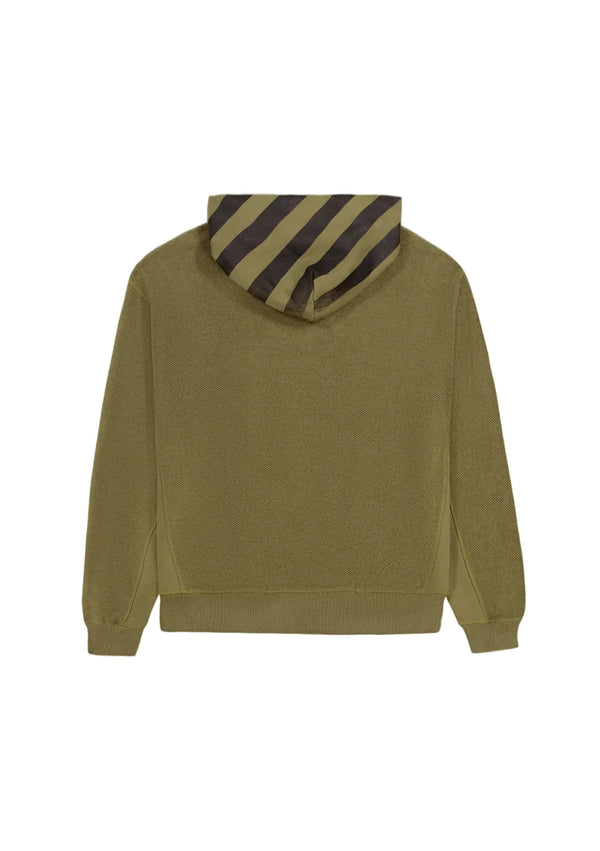 L/AB Off White Reverse Pullover Hoodie Moss
