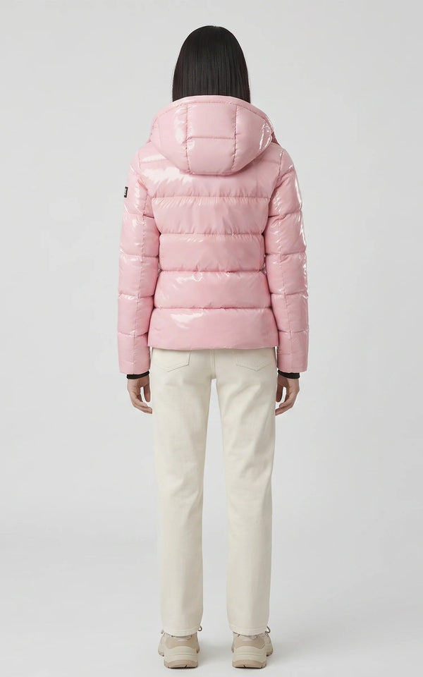 Madalyn-GLO High Gloss Down Jacket Removable Hood Soft Pink