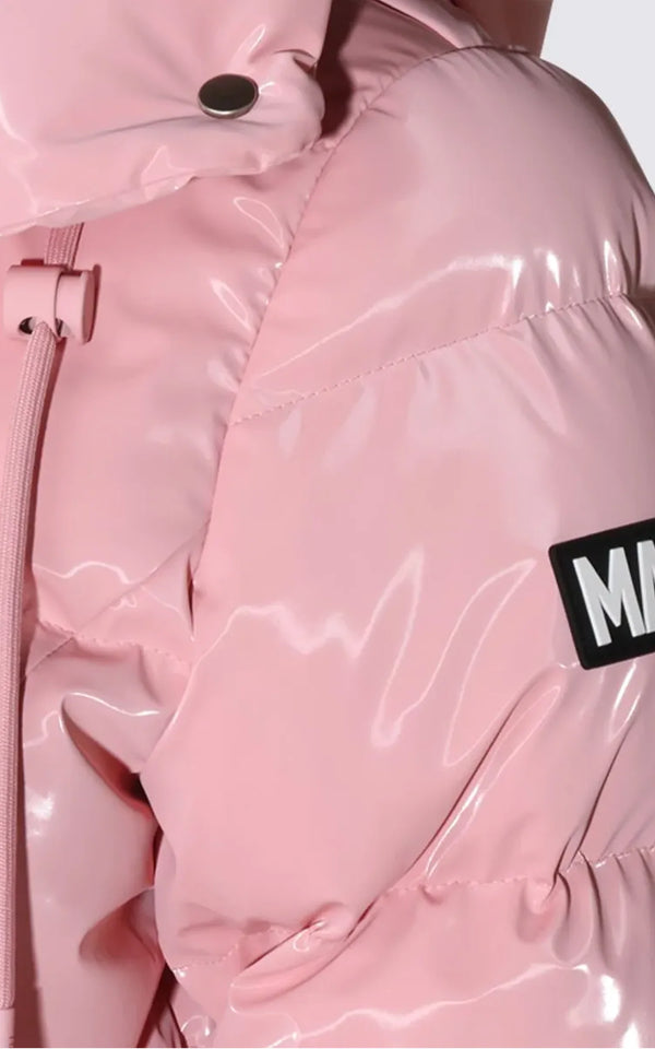 Madalyn-GLO High Gloss Down Jacket Removable Hood Soft Pink