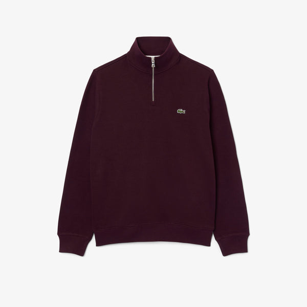 Lacoste Zip Up High Neck Interlock Sweatshirt Dark Burgundy