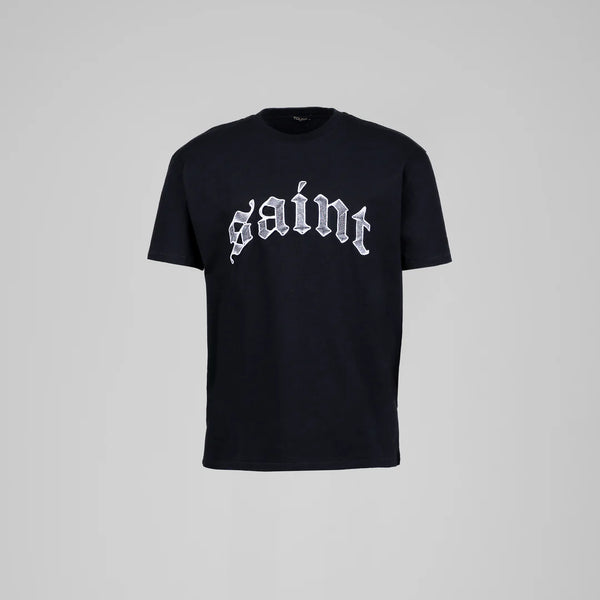 Saint Heavyweight White Embroidery Black Tee