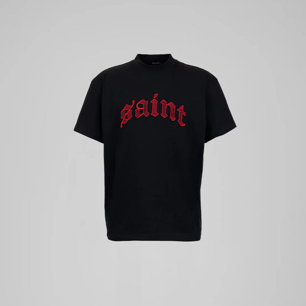 Saint Heavyweight Red Embroidery Black Tee
