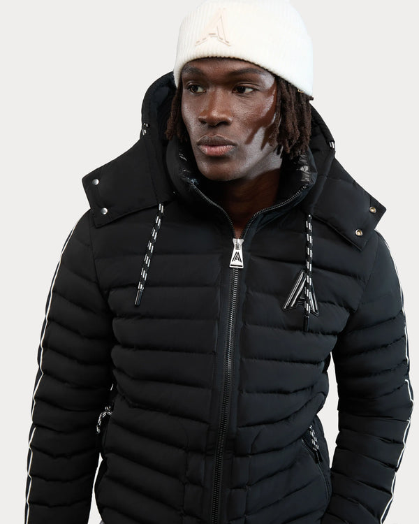 Uriage Lightweight Bomber Puffer Jacket Removable Hood Black