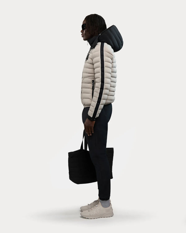Uriage Lightweight Bomber Puffer Jacket Removable Hood Stone