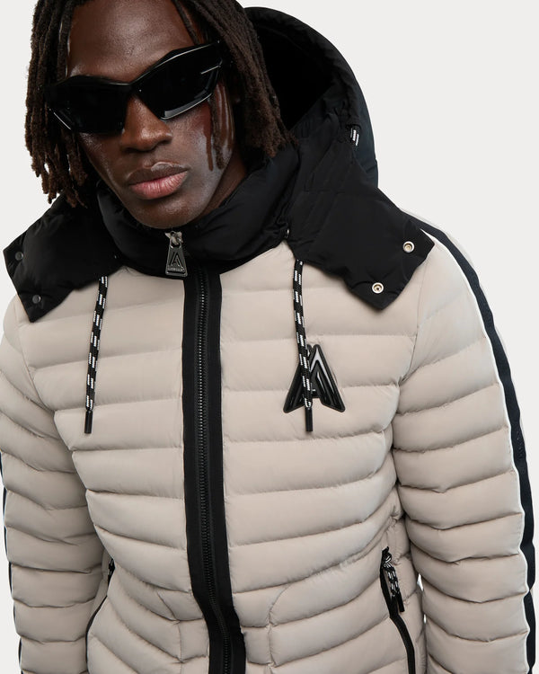 Uriage Lightweight Bomber Puffer Jacket Removable Hood Stone