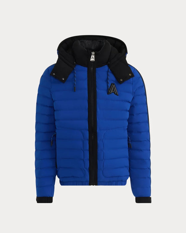 Uriage Lightweight Bomber Puffer Jacket Removable Hood Cobalt Blue